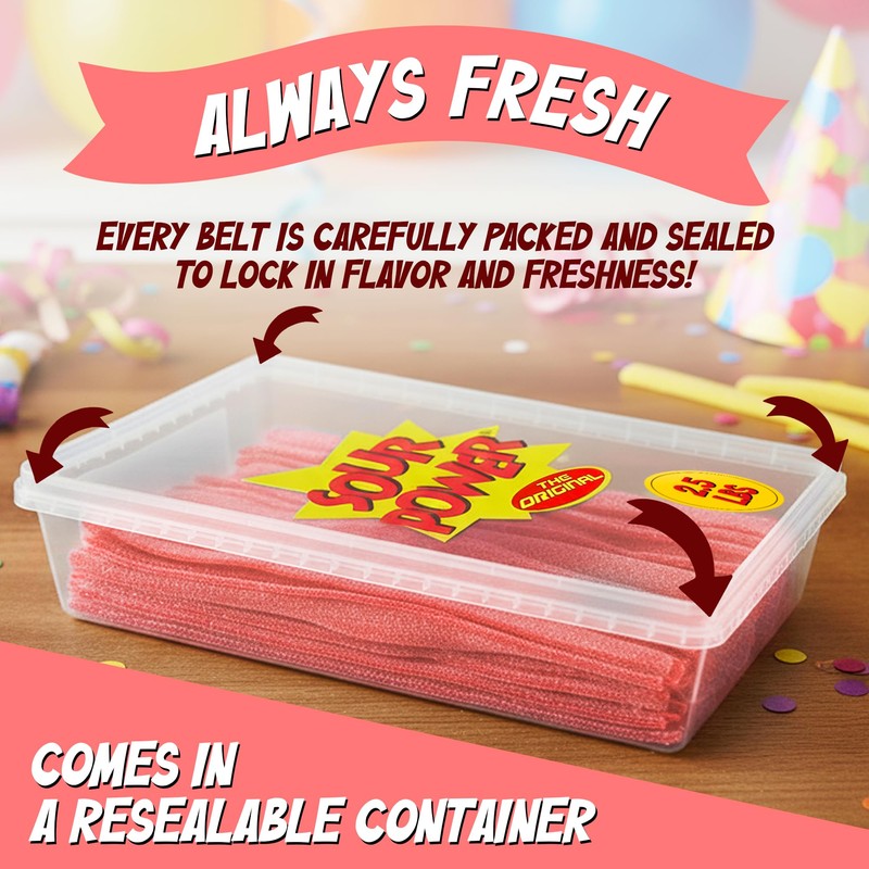 Sour Power Premium Strawberry Candy Belts – The Original Sour