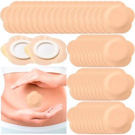 Winsyison 50pcs Disposable Castor Oil Packs, Self-Adhesive Organic Cotton Belly Button Pads, Highly Absorbent Castor Oil Patches for Abdomen Knees Feet- White