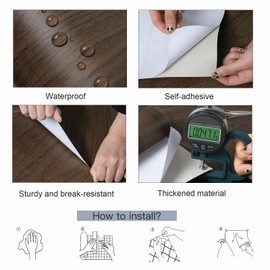 Safiyya Wood Contact Paper Dark Brown, Walnut Peel and Stick Wallpaper Thicken, Self Adhesive Removable Real Wood Grain Contact Paper, Wall Paper Rustic for Cabinets, Desk and Home Decor 15.9" x197"