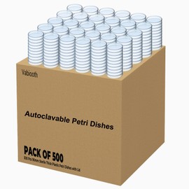 [Autoclavable] 500 Pack Sterile Thick Plastic Petri Dishes with Lid, Vabiooth 90mm Dia x 15mm Deep Clear 3 Vents Petri Dish for Lab Science Experiment, Non-Fragile, Scratch-Resistant