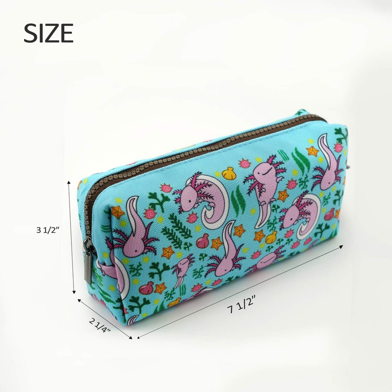 LParkin Axolotl Students Canvas Pencil Case Pen Bag Pouch Stationary