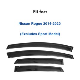 IG Window Visor for Nissan Rogue 2014-2020 (Excludes Sport Model), Rain Guard Tape-On Durable Sun Wind Side Vent Window Deflector Mugen Style, 2014 2015 2016 2017 2018 2019 2020