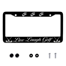 Live Laugh Golf Golfer Personalise License Plate Frames License Plate Frame Car Universal Accessories Stainless Steel Cars Decor Fits Standard US Vehicles Size 12.2 x 6 Men Women