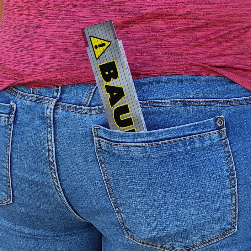 Builder with Warning Symbol Wooden Ruler for Craftsmen Funny Gift