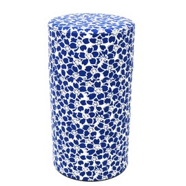 Kitsusako Kyoto-born Yuzen Paper Tea Canister, Cherry Blossom Pattern [Suppresses the Degradation of Tea Leaves] / Tea Canister / Tea Caddy / Tea Pot Storage Container (Blue (5.3 oz (150 g)