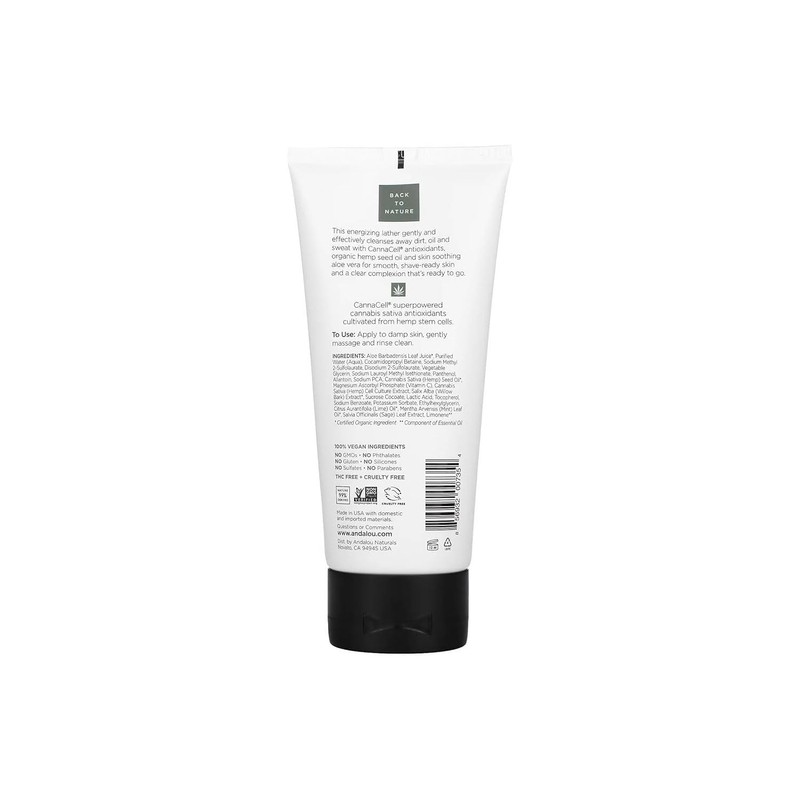 Andalou Naturals Men Refreshing Face Wash with CannaCell, 6 Ounces