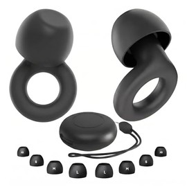 Tapones para Oídos para Dormir 45dB, Tapones Auditivos Antiruido de Silicona Reutilizables con Puntas de Repuesto en 4 Tallas, Canceladores de Ruido p