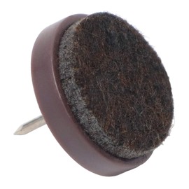 Felt Glider - Felt Pad with Pin/Nail - Brown or White - Various Sizes Available - 32 Pieces - Brown, Diameter 0.95"