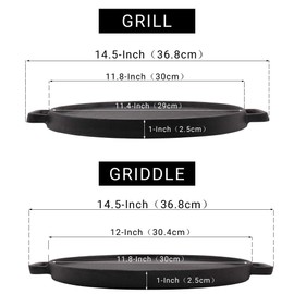 Reversible 12-Inch Double Handled Cast Iron Stovetop Grill/Griddle