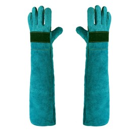 HPGJLEE Protective Gloves for Dog Cat Grooming/Washing, 60cm Leather Animal Handling Gloves Anti-bite Scratch, Gardening Grooming Welding