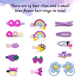 PNOOFR 16 Stück Haarspange Haarring, Baby Haarspangen, Blume Haarring, Regenbogen-Haarspangen, Haarschmuck Mädchen, Süßigkeiten Farbige Kinderhaarzubehör, für Baby Kleinkinder Mädchen Kinder
