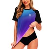 AOBUTE Short Sleeve Rash Guard Womens Gradient UPF 50+ Uv