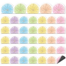 TaoBary 24 Pcs Pastel Pom Magnetic Borders for Classroom Whiteboard 11.8 x 1.5" Pastel Pom Magnetic Bulletin Board Borders Scalloped Strips Trim Decor for Classroom School Office Chalkboard Wall