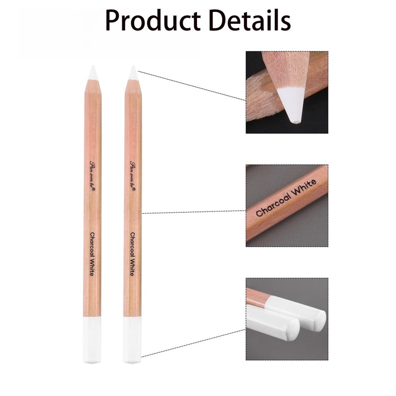Omeblos White Charcoal Pencil, Charcoal Pencils Set, 2Pcs Sketch Highlight