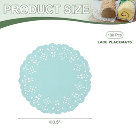 YELARXI Paper Doilies, Paper Lace Doilies Disposable Round Modern Decorative Placemats Bulk, 3.5 Inch Fit for Cakes Desserts Crafts Baked Grilled Fried Food Tableware (100 Pack, Blue)