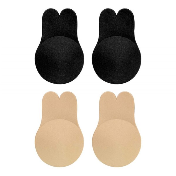 Adhesive Bra, Breast Lift Strapless Backless Bra Nippless Covers Push Up Self Invisible Sticky Bra for Women (2 Pairs) (C/D Cup)