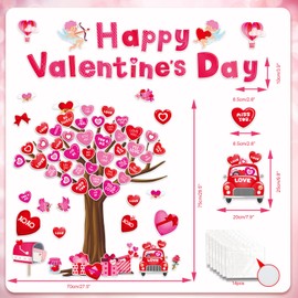 HOWAF Valentine's Day Cutouts Bulletin Border Decoration, Valentines Day Bulletin Board Set for Classroom Home Kids, 101pcs Happy Valentine’s Day Love Heart Cutouts Valentines Wall Cut-Outs for Party