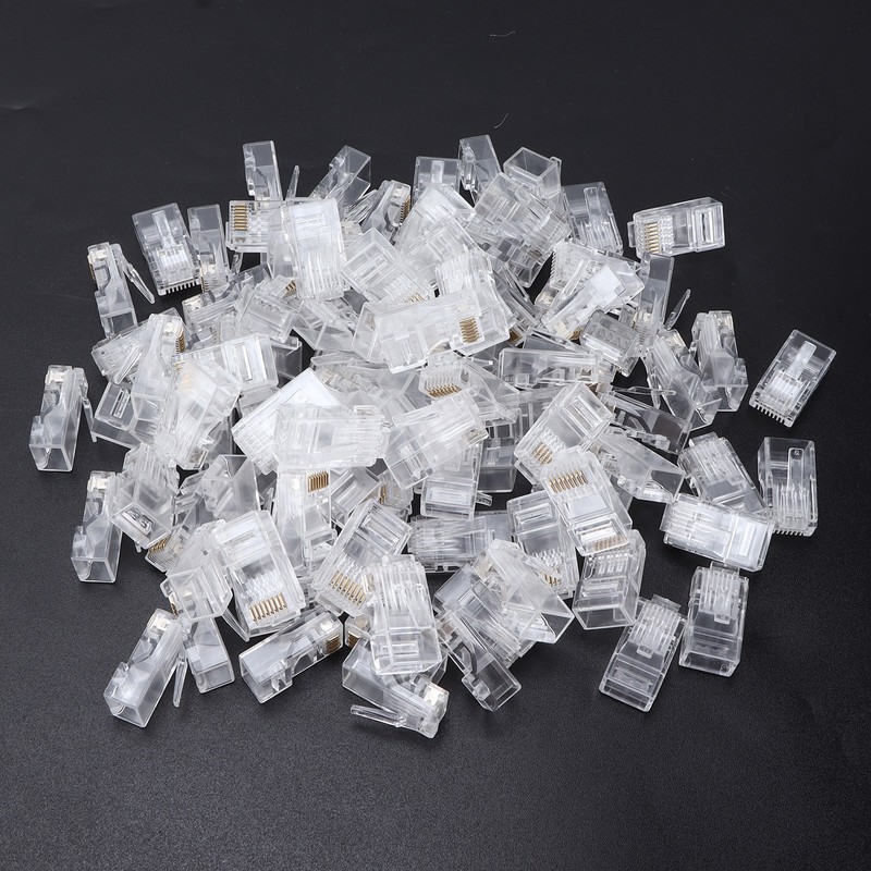 100Pcs TF2005A 8P8C RJ45 Connector CAT6 Unshielded Ethernet Crystal Head