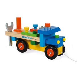 Janod - Brico'Kids Diy Truck - 2-In-1 Early Learning Pull-Along Toy - 3 Tools Included - Motor Skills Training - from 2 Years Old, J05022