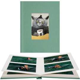 Hiwhy Small Photo Album 4x6 Linen Cover 24 Pockets Photo Book with Writing Space for Family Anniversary Vacation Wedding Baby, Green