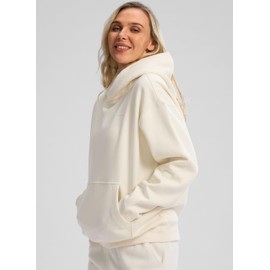 Hoodies for Women Oversized Fleece Sweatshirt with Pocket Loose Fit Casual Athletic Workout Pullover, Beige, XX-Large