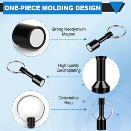 VSKIZ Keychain Magnets, Magnetic Key Chain for Testing Brass, Neodymium Pocket Magnet Key Holders with Strong Magnetic Black Rare Earth, Precious Metal Verifier for Gold & Silver Testing Kit -12 Pack