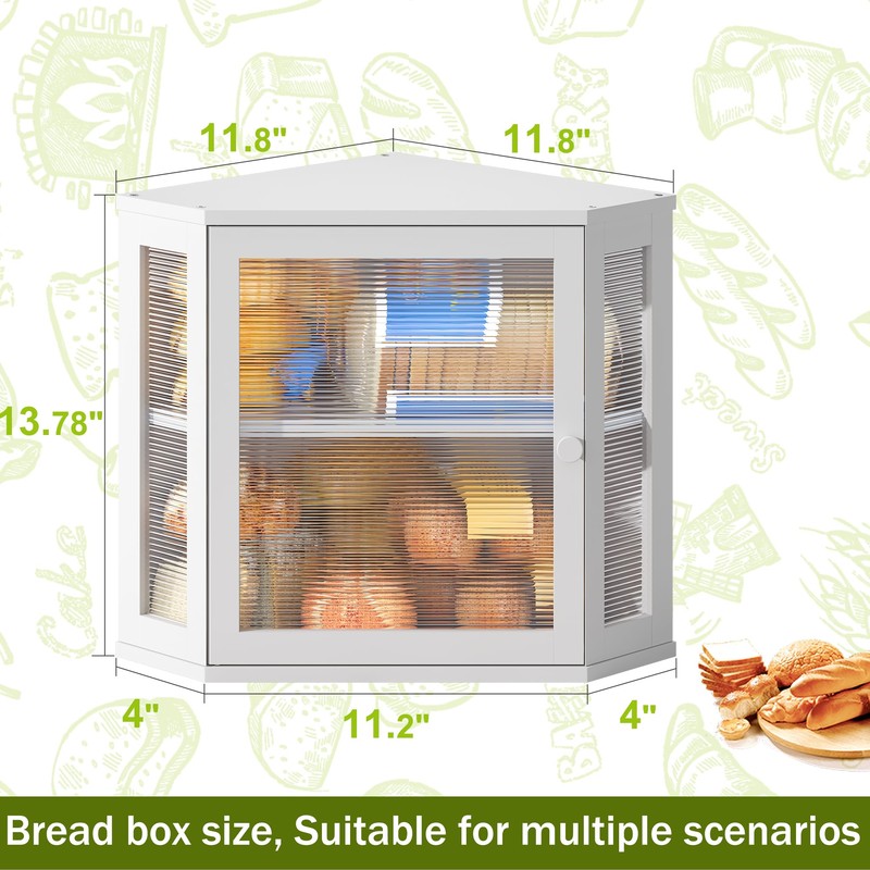 BMOSU Corner Bread Box for Kitchen Countertop Double Layer Bamboo