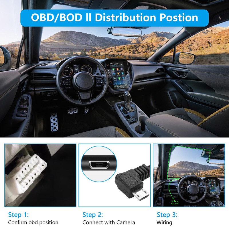 CERRXIAN 11.5 Feet Micro OBD Power Cable Power Cable for