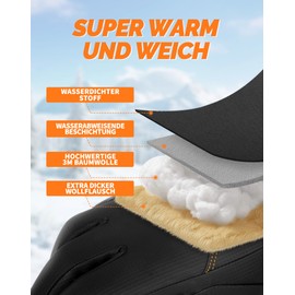 AXEVMEN Winter Gloves Men Women - Waterproof, Thermal Touchscreen with Plush Lining & Windproof & Non-Slip for Skiing, Cycling, Outdoor Running and Hiking (Black, L)