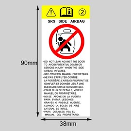 2pcs Airbag Warning Sign Vinyl Decal, 1.57"×3.54", Safety Warning Sign SRS Side AIRBAG Stickers for Car, Truck, SUV, Thick PVC Material, Self-Adhesive, Waterproof & Durable |#XH001