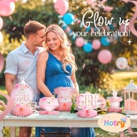 12 Pcs Baby Shower Center Pieces Decoration For Table - Pink Baby Shower Decorations For Girl - Vivid Printing - Thick Cardboard - Rose Gold Centerpieces For Tables