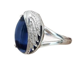 Viyuroyk 925 Silver Fashion Angel Wings Set Sapphire Ring Fashion Creative Wings Zircon ring Women's Jewelry Found Earrings (US Code 6)