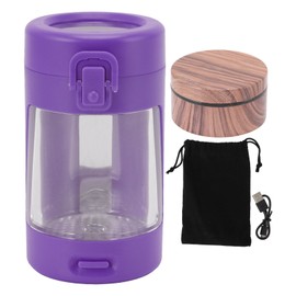 Glow Storage Jar with Grinder LED Waterproof Transparent Glass Seal Jar with 55mm Grinder for Outdoor Purple