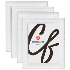 Craig Frames Victoria, 15x30 Picture Frame, Ornate White and Silver, Set of 4