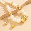 KONPJE - Juego de collar de perlas grandes para mujer,