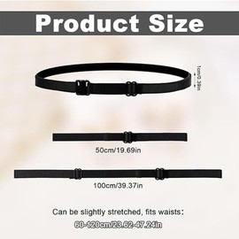 WERIGONI 2 Pieces Invisible Elastic Waistband Crop Top Waist Belt Adjustable Collar Pullover Shirt Elastic Stretch Waistband Women Wrap Tops, black
