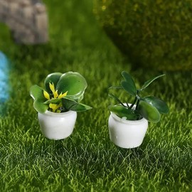 12Pcs Mini Potted Plant,Miniature Dollhouse Plants, Artificial Plastic, Mini Resin Accessories，Style randow