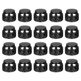 sourcing map 30pcs Metal Cord Locks, 3.8mm Double Hole Spring Stopper Fastener Slider Toggles End for Drawstrings Bags Backpacks Clothing Lanyards, Electrophoretic Black