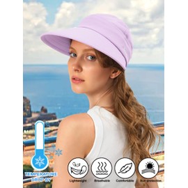 Rulala Fancy Sun Hats for Womens Wide Brim Visor UV Protection Dual Purpose Hat for Beach Summer Packable Hat(Purple)