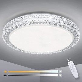 OOWOLF LED Ceiling Light, 40W 15.4 Inch Dimmable Ceiling Light Brightness Adjustable LED Fixture Lamp Modern Ceiling Lamp Close to Ceiling Lights for Bedroom Kitchen Living Room Lighting, 3000-6000K