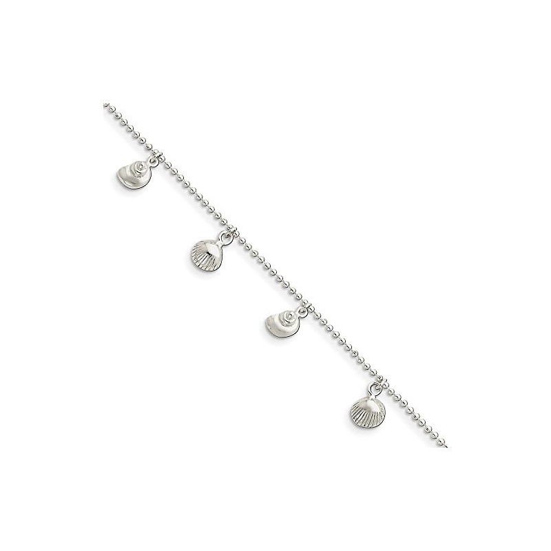 Jewels By Lux Sterling Silver Polished Sea Shell Anklet