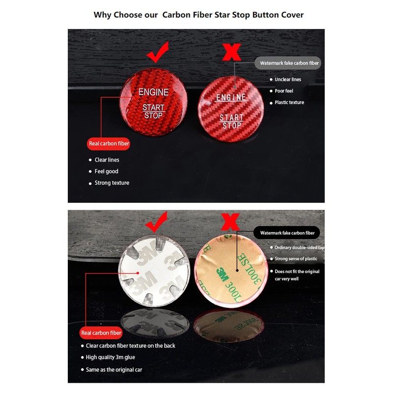 HIBEYO Carbon Red Push Button Start Stop Switch for Volvo