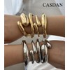 CASDAN 4Pcs Chunky Gold Bangle Bracelets for Women Twisted Hinged
