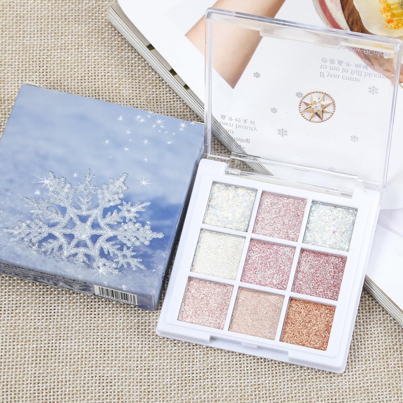 9 Colours Jutqut Glitter Eyeshadow Palette, Sparkling Eyeshadow Palette Shimmer,