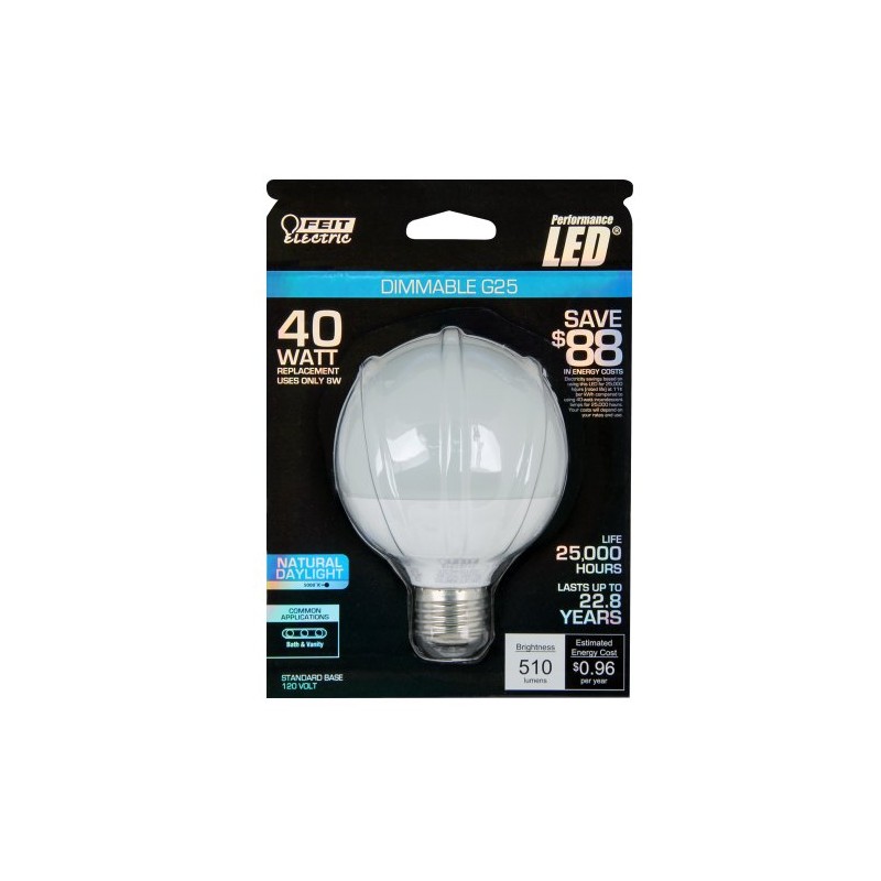Feit G25/DM/5K/LEDG2 40W Equivalent LED Dimmable G25 Globe, 5000K