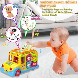 Baby Toy from 1 Year Educational Intellectual Bus Baby Toy from 12 18 Months Animal Sounds/Music/Movement Musical Bus Children's Toy from 1 2 3 Years Girls Boy Gift