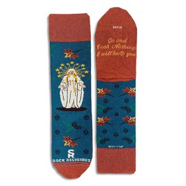 Sock Religious Go and Fear Nothing I Will Help You Our Lady of Champion Adele Men's and Women's One Size Fits Most Polyester Blend Catholic Inspirational Fun Crew Socks, Adult