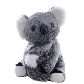 Aideal Koala Bear Soft Toy Stuffed Animals Mother with Baby Plush Toy for Children Adults (Grey)
