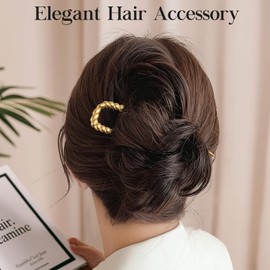 French Hair Pins for Women, U-Shaped Metal Hair Pins for Long and Thick Hair, 5.12 Inch Large French Pins Hair Forks for Various Hair Styles (Gold Silver) 2PCS