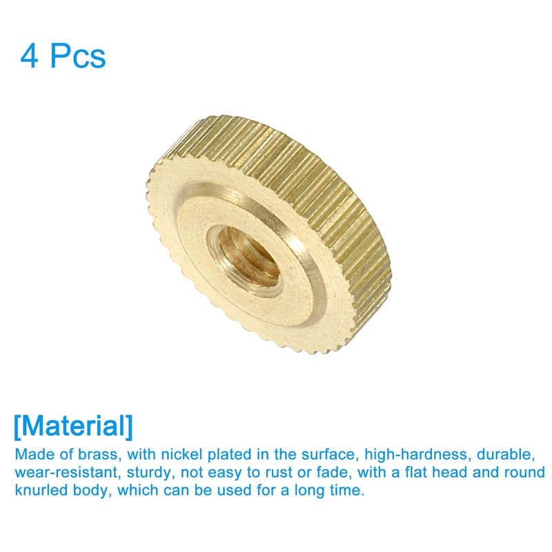 sourcing map Knurled Thumb Nuts, 4Pcs M4 x D12mm x